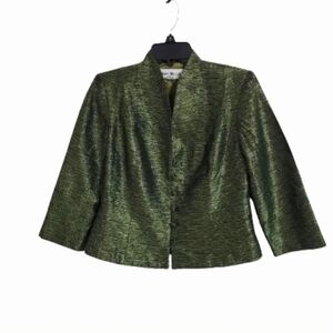 Vintage Karen Miller New York Emerald Green Cropped Blazer Jacket Size Small